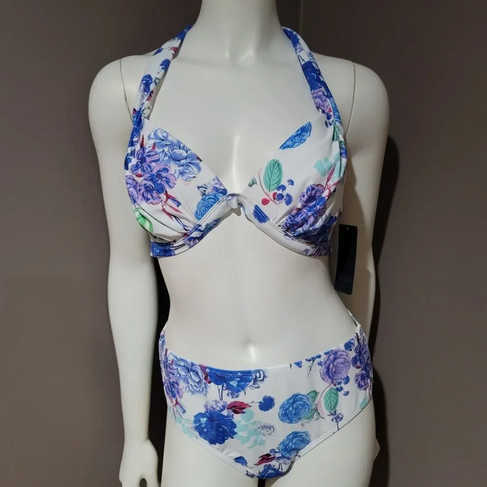 Rachel Roy Floral Halter Bikini Set Size Medium - Picture 2 of 9